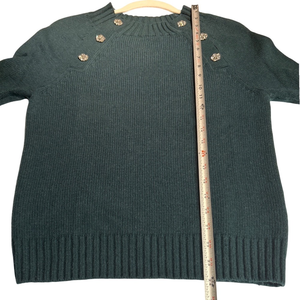 J.Crew Jewelled Button Lambswool Blend Sweater Dark Green Size XS EUC - Picture 8 of 10